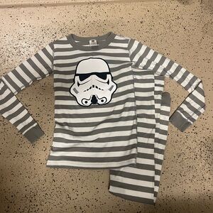 Hanna Andersson Gray and White Striped Pajama Set with Stormtrooper Graphic